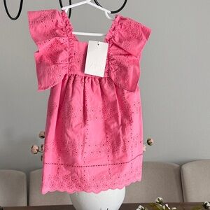 Zara Pink Eyelet Ruffle Top for Girls